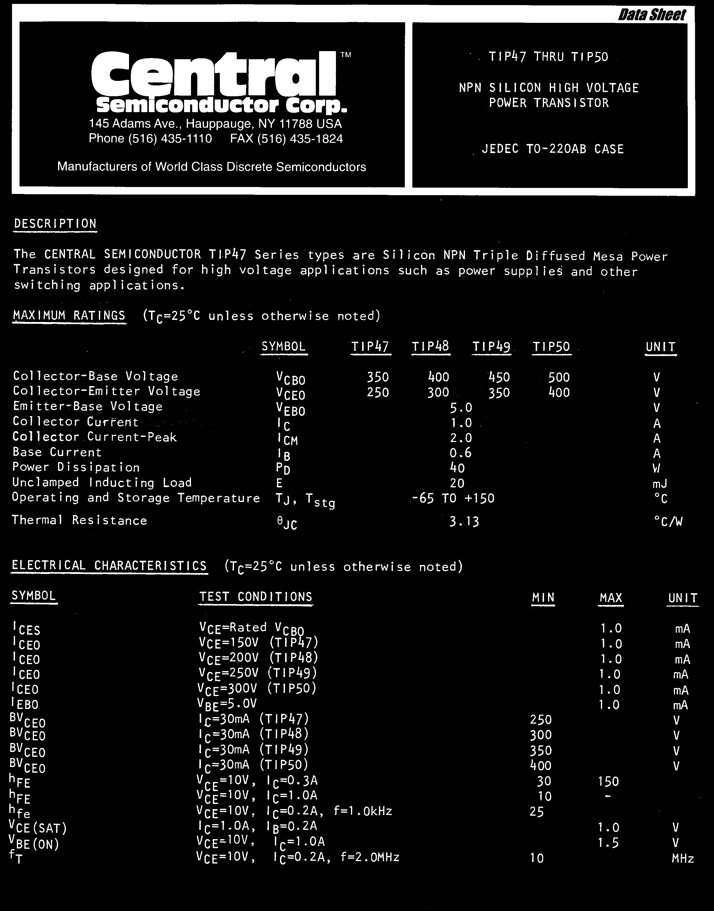 Central TIP49 SL TIN/LEAD for sale