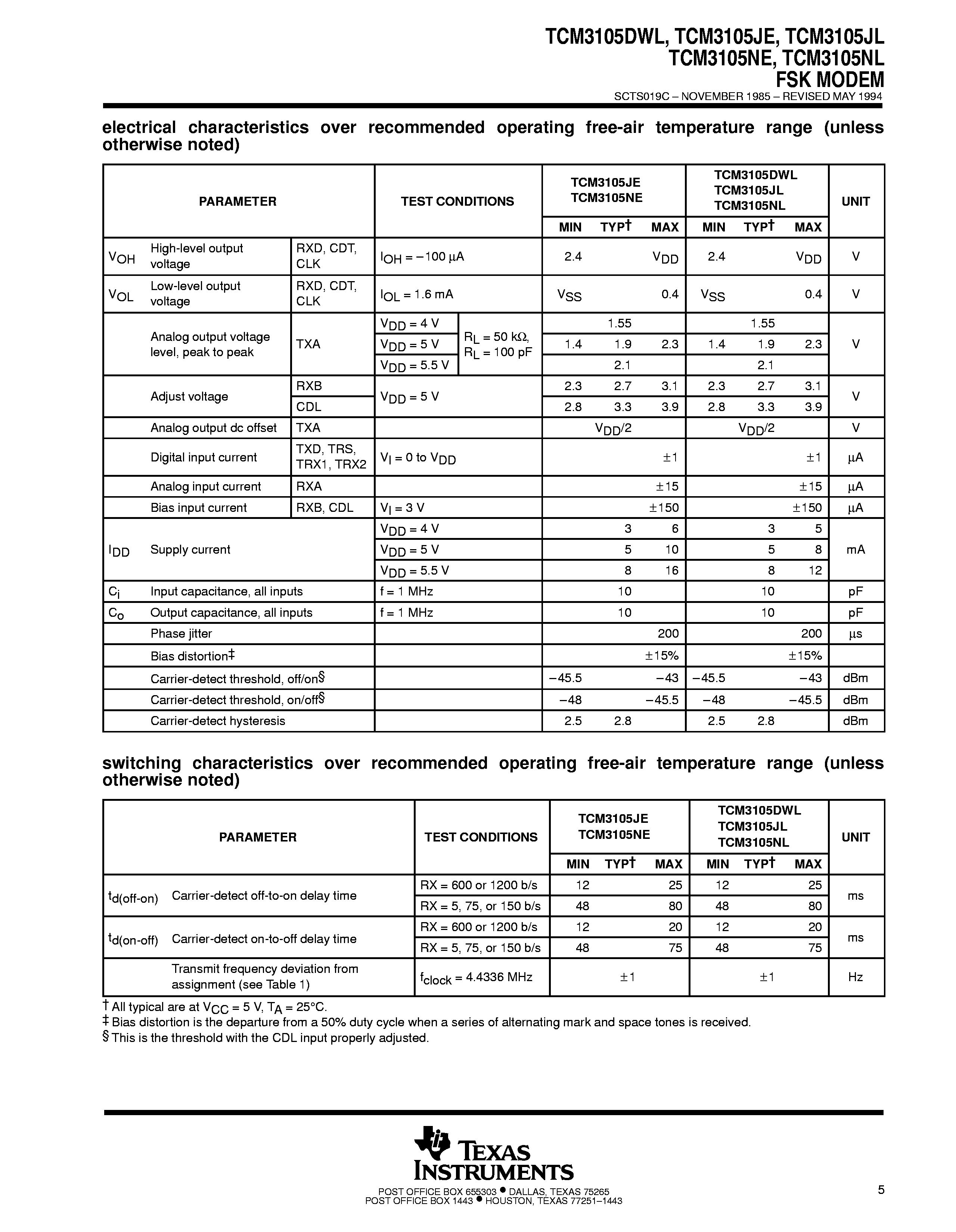 Rochester Electronics TCM3105NL for sale