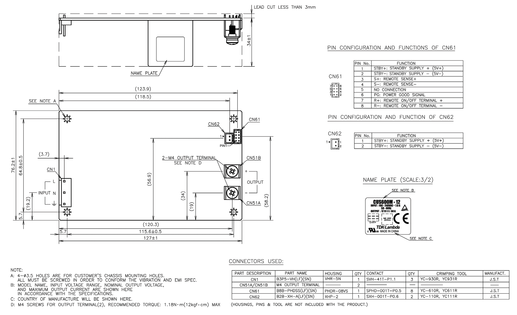 TDK CUS600M1-12 for sale