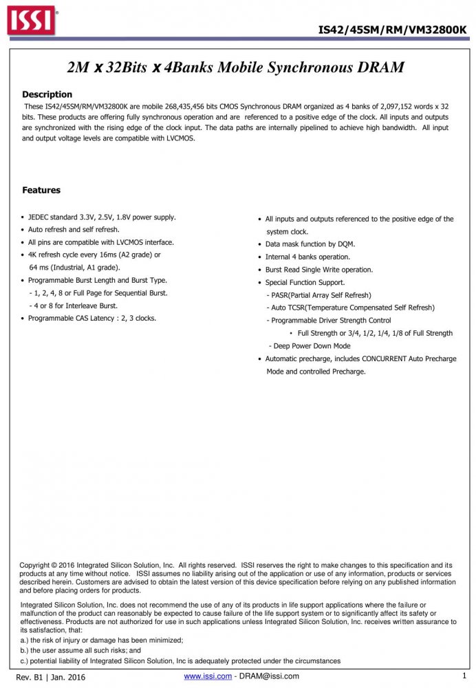 ISSI IS42RM32800K-75BLI-TR index 1