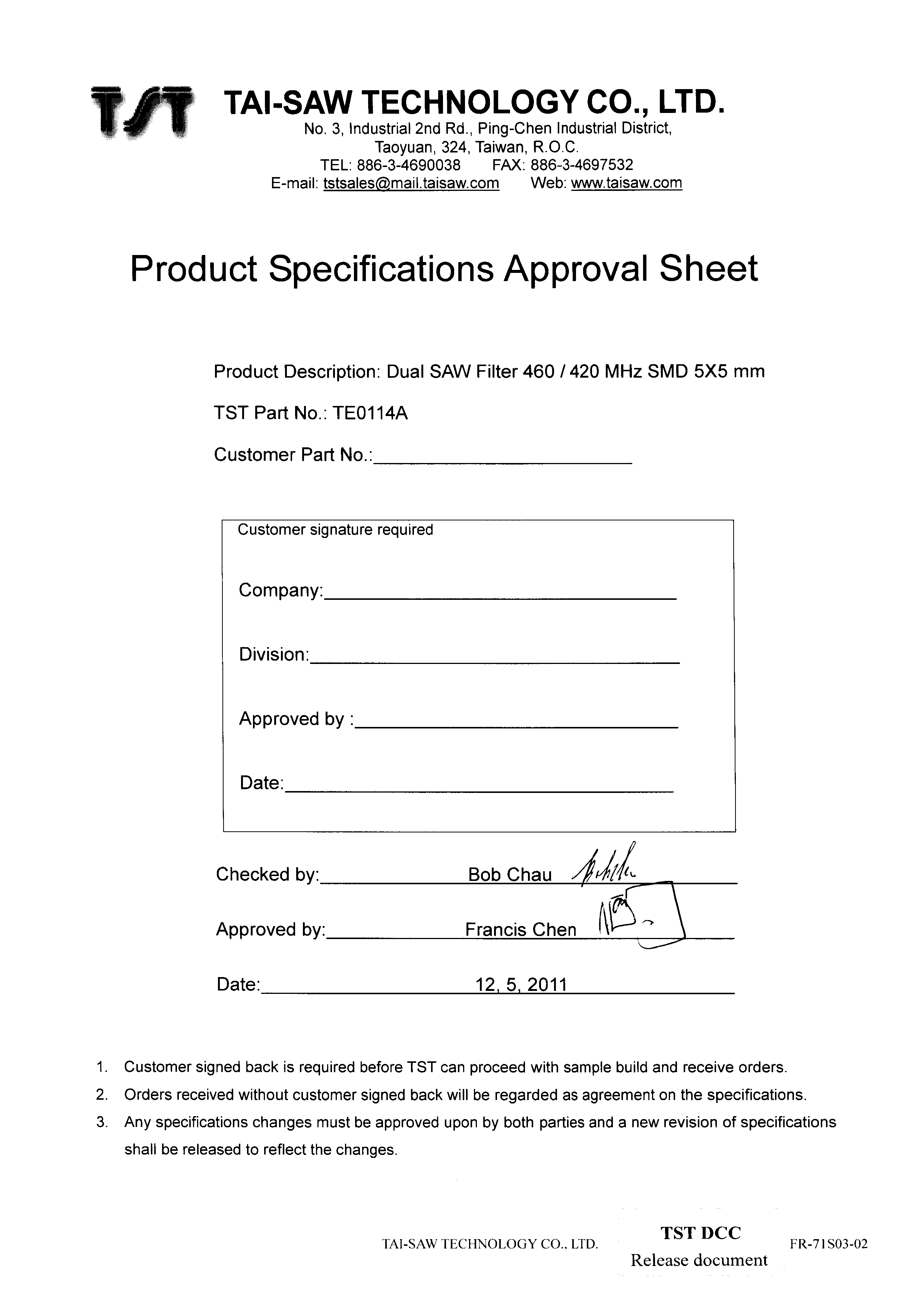 TST TE0114A for sale
