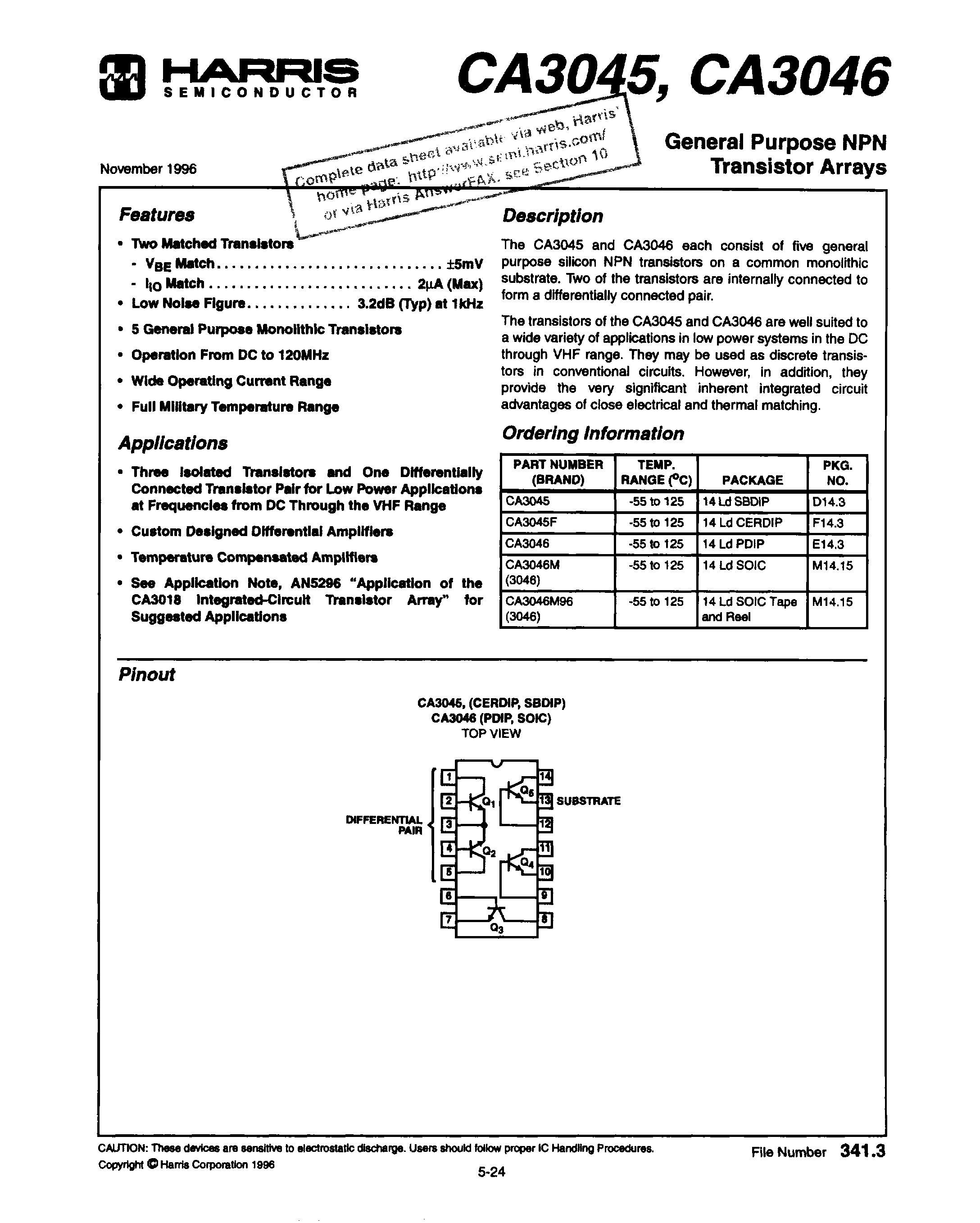 Rochester Electronics CA3046 for sale