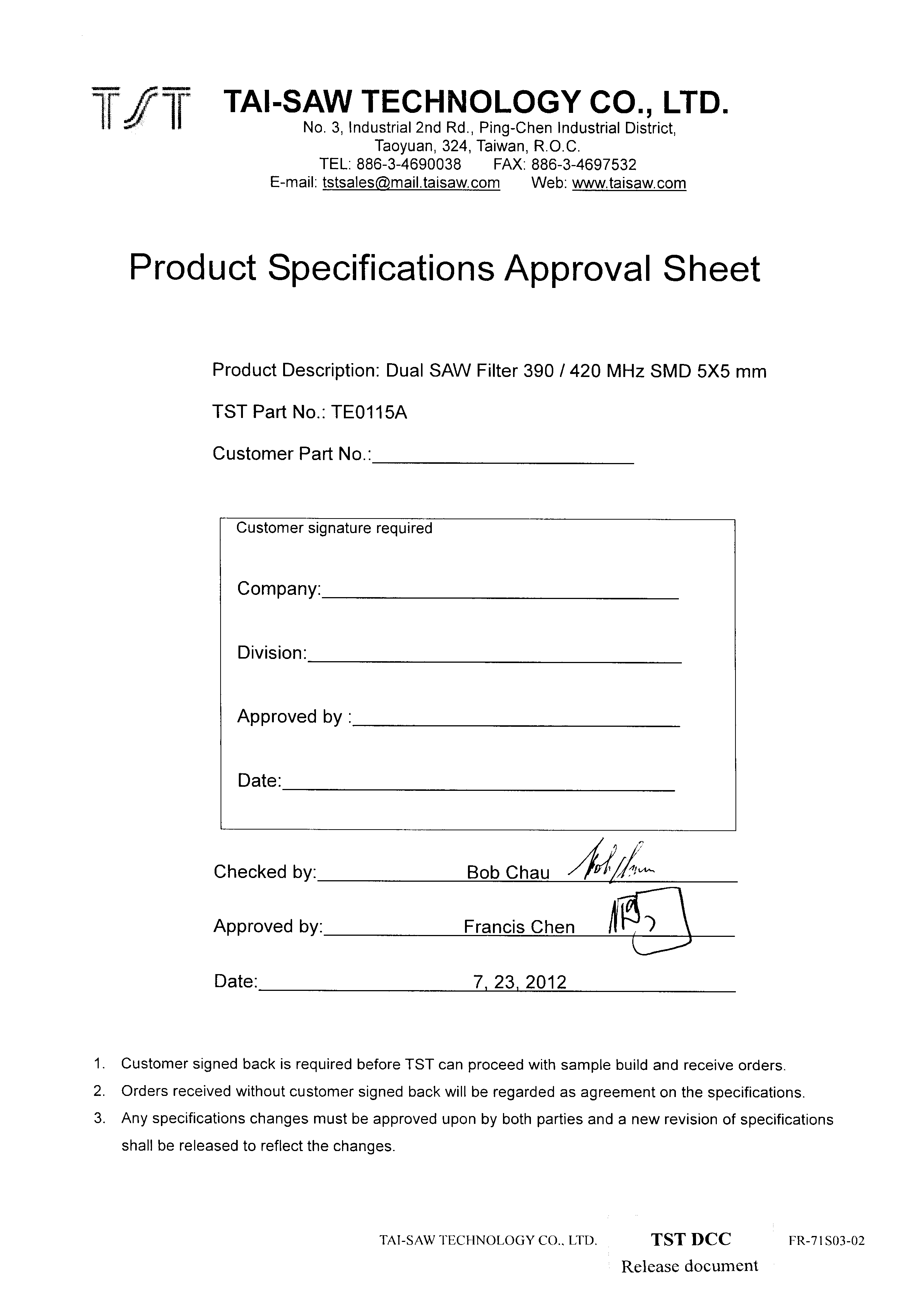 TST TE0115A for sale